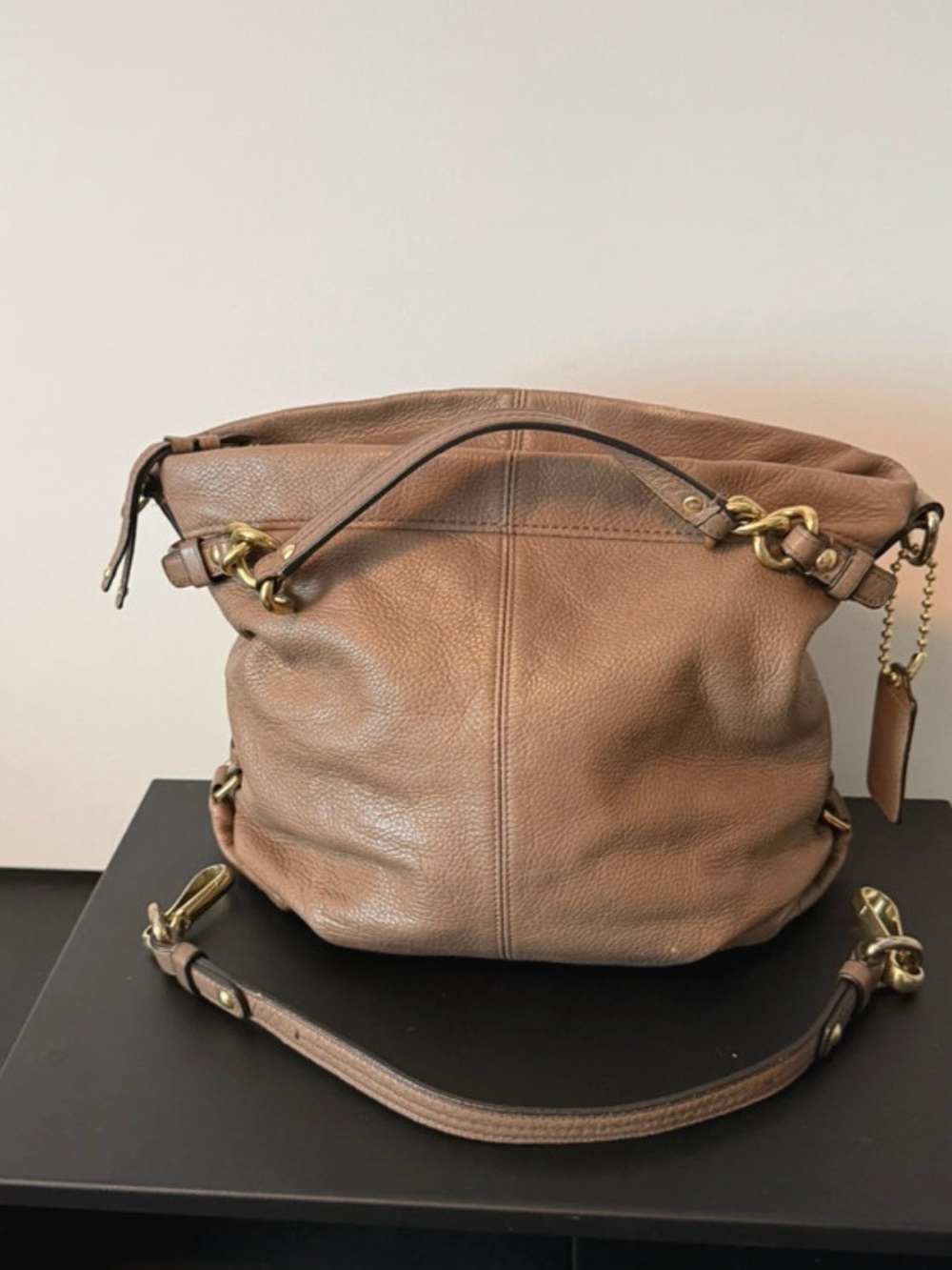 Coach Brown Pebbled Leather Shoulder Hobo